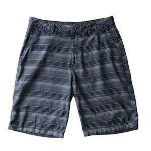O’Neill men’s  flat front shorts gray and black striped Sz 30